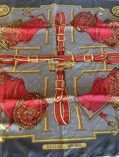Ancien Carré HERMES Carre 90 Scarf "SELLES A HOUSSE" Silk