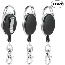 Portes-clés Durable Enrouleur Longueur 65 cm avec Attache Ceinture 3Pcs