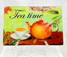 Orval planche à découper en verre Tea Time Motif rétro  20 x 30 cm