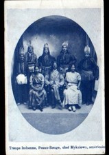 TROUPE INDIENNE (U.S.A.) CHEF MYKALOWA costumé début 1900