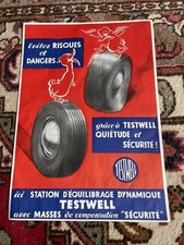 TESTWELL STATION D’ÉQUILIBRAGE DYNAMIQUE PNEUMATIQUE C 1950 Affiche Originale BE