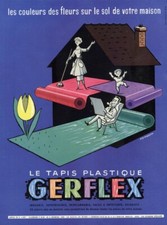 TAPIS PLASTIQUE GERFLEX Annonce originale entoilée FIX-MASSEAU années 50 27x35cm