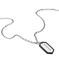 +CHAÎNE COLLIER HOMME LAME DIESEL ICONIC DOG TAG FLAMBANT NEUF DX0996040 PRIX DE VENTE 129 £