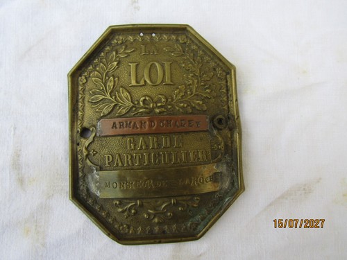 Plaque laiton loi garde - plaque,
