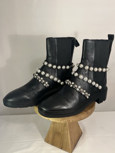 Zara pearl strap black - strap, leather