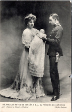 Alphonse XIII, Victoria Eugenie & le prince de Asturie Vintage silver print. V