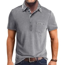 Polo Homme Manches Courtes Polo Shirts Sport Casual T-Shirt Slim Fit Couleur ...