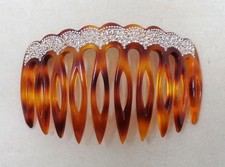 Superbe peigne à cheveux ancien - Vintage 1970-80's - Décor de strass