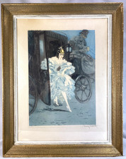 LOUIS ICART (1888-1950) SUPERBE LITHOGRAPHIE COULEURS EP. ART DECO SIGNEE CADRE