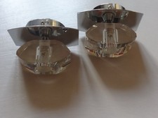 Lot 2 appliques murales design acier chromé/verre ampoules G9