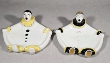 Henri Delcourt 2 Pierrot Vide Poche Porcelaine Desvres Boulogne Art Déco 