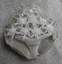 BROCHE ANCIENNE "SOUVENIR DE CHAMONIX" - EN PLEXIGLAS - EDELWEISS