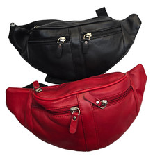 Unisexe Qualité Premium Véritable Cuir Doux Banane bag Taille Sac Multi Poche