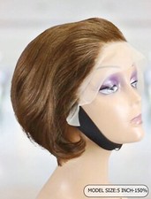 Perruque Naturelle Brun Foncé Wig Courte Dentelle 13x4 +Cadeau