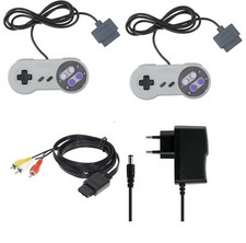 2 manettes + Chargeur secteur pour Nintendo SuperNes Super Nintendo + câble AV