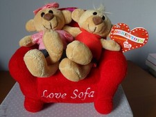 COUPLE OURS SUR LOVE SOFA PELUCHE BERENTOYS 13 / 15 CM  NEUF  SAINT VALENTIN