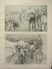 1898 Imprimé Espagnol Marins Saluant Capitaine Américain Navire de Guerre