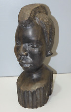 -STATUE BUSTE FEMME AFRICAINE BOIS Foncé COLLECTION ART TRIBAL COLLECTION   D