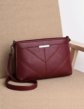 Sac À Main À Bandoulière Rouge Foncé Mat Similicuir Mode Femme Sangle Réglable