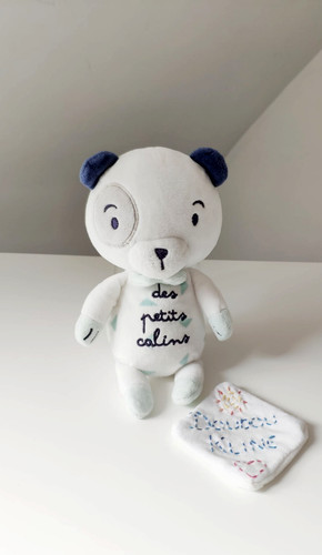 Peluche doudou ours blanc - peluche/doudou, bleu