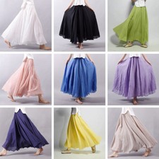 Femme Lin Plissé Jupe Longue