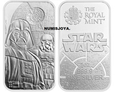 BRITANNIQUE ONZA 2024. LINGOT ARGENT loi 999. Poids 31,10 gr. STAR WARS DARTH...