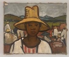 PEINTURE HUILE SUR TOILE HENRIETTE LEPESQUEUX  PORTRAIT AFRICANISME