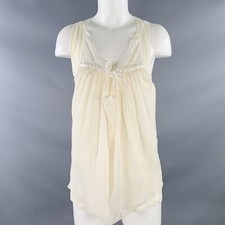 VANESSA BRUNO Taille 2 Débardeur En Lin Beige À Double Couche Haut Décontracté