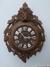 Pendule d'applique ancienne, révisée, mouvement de Paris, Forêt noire