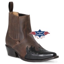 Bottes de Cuir Hommes Stars & Stripes Western Cow-Boy Bottes Bottines