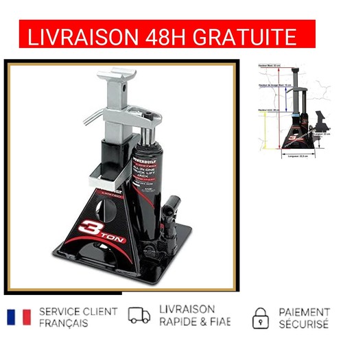 Cric hydraulique bouteille - bouteille, 3t