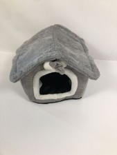 Lit cavité pour chat Galatée S, igloo en peluche lavable, antidérapant, gris