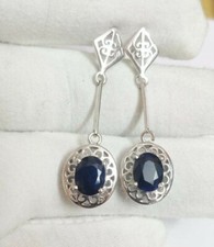 Argent Saphir Bleu Boucles D'Oreilles Saphir Naturel Goutte 5 CT Saphir Bleu