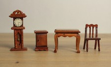 miniature mobilier déco maison de poupée horloge table chaise en bois