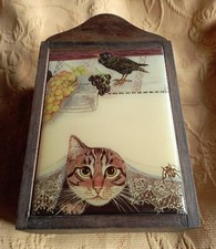 PORTE CLES SUPPORT MURAL CHAT VINTAGE