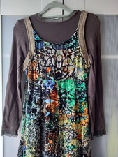 GARELLA Robe multicolore originale vert marron entre deux saisons Taille 40 / 42