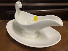 Vieillard Bordeaux Faïence Blanche Saucière Empire Lion Vaisselle Service