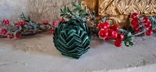 Boule de Noël en Tissu - Faite à la main - 5cm ( Vert sapin )