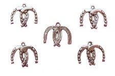 LOT 5 CHARMS/BRELOQUES  plaqué argent : fer à cheval 19*17mm (04)