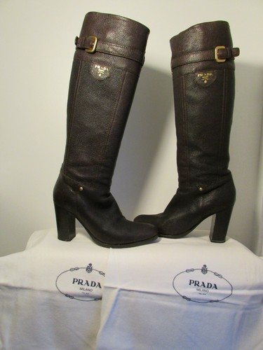 Bottes cavalières prada cuir - bottes,