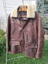 Blouson Redskins Homme Cuir agneau aviateur vintage taille XL col détachable