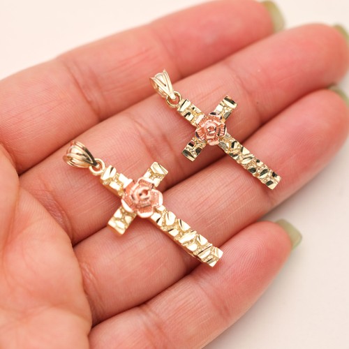 Pendentif nugget fleur croix - fleur, &