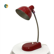 Lampe de bureau de table vintage années 50 en métal émaillé rouge style Bauhaus