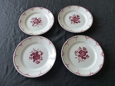 LOT DE 4 ANCIENNES ASSIETTE PLATE EN FAIENCE A DECOR DE ROSE ROUGE