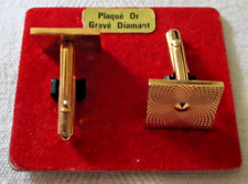Ancienne superbe Paire Bouton De Manchette plaqué or gravé au diamant bijou 5792