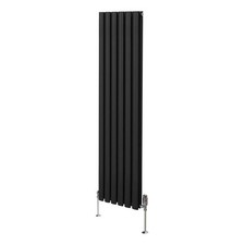 Radiateur Colonne Ovale & Robinet Thermostatique Noir 1600 x 360mm