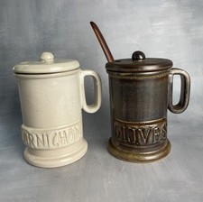 2 Pots couvert à Olives & Cornichons Grès de Puisaye ARTS-CERAM Grand feu Pointu