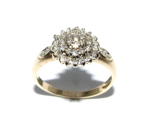 Bague cluster diamant or - cluster, en