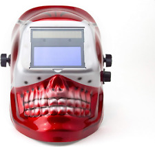 MIG/TIG Auto Darkening Welding Helmet Solar & Battery -Red Skull Shape Design Ex