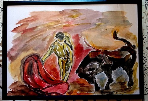 Corrida aquarelle tauromachie - corrida,